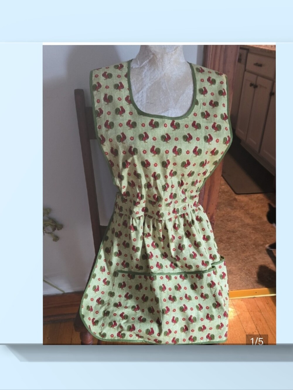 Nwt Vintage-Style Green Rooster Print Apron